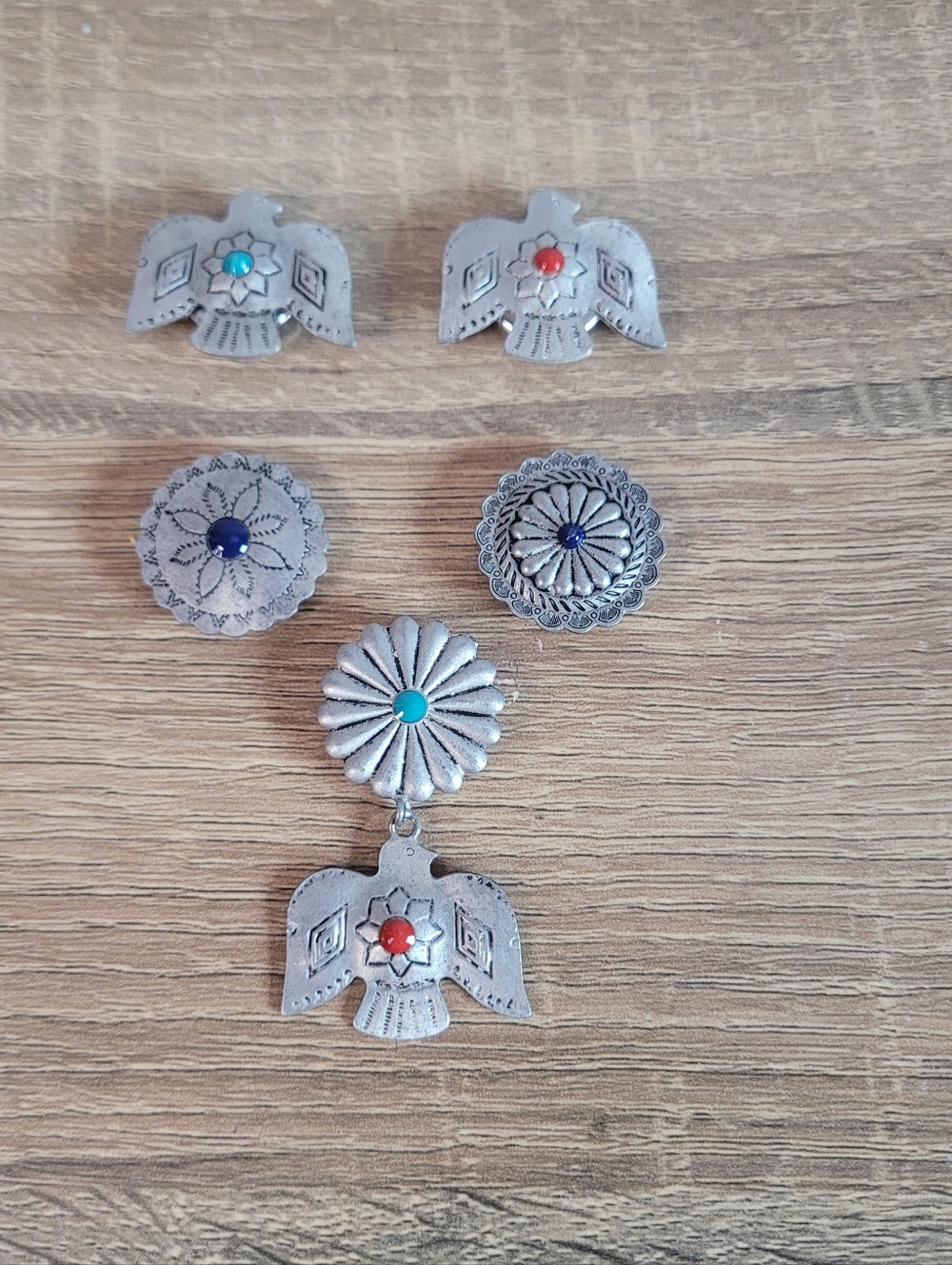 Vintage Southwestern Silver-Tone Thunderbird Concho Button Covers